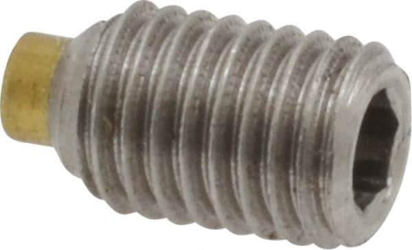 Made in USA - 1/4-28 UNF, 3/8" Length of Thread, Soft Tip Point Set Screw - Grade 18-8 Stainless Steel - Industrial Tool & Supply