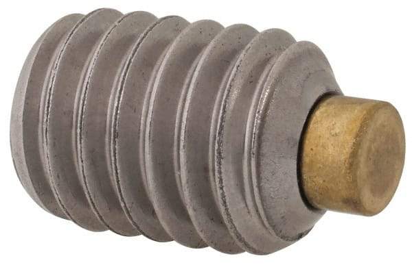 Made in USA - 3/8-16 UNC, 1/2" Length of Thread, Soft Tip Point Set Screw - Grade 18-8 Stainless Steel - Industrial Tool & Supply
