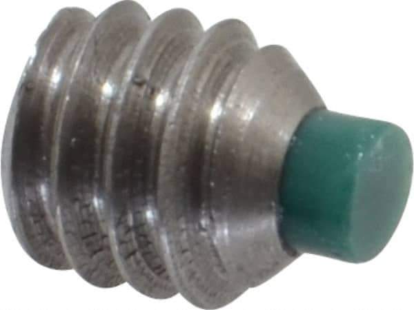 Made in USA - 1/4-20 UNC, 1/4" Length of Thread, Soft Tip Point Set Screw - Grade 18-8 Stainless Steel - Industrial Tool & Supply