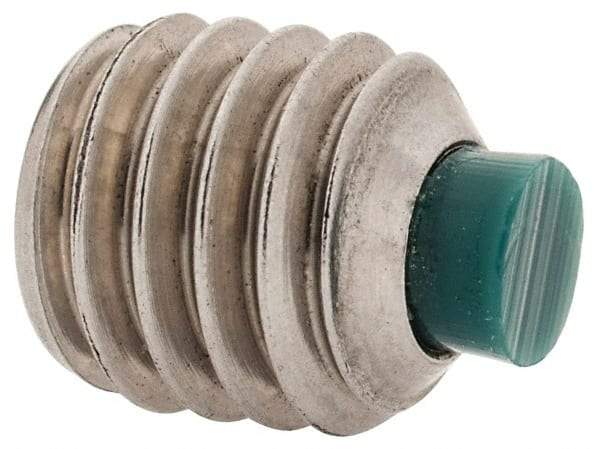 Made in USA - 3/8-16 UNC, 3/8" Length of Thread, Soft Tip Point Set Screw - Grade 18-8 Stainless Steel - Industrial Tool & Supply