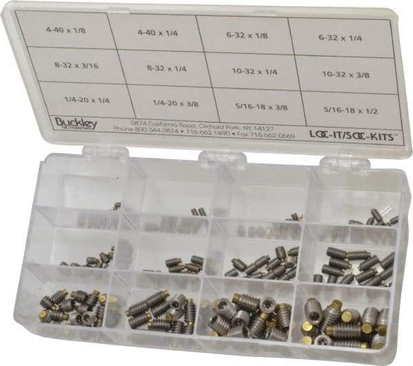 Made in USA - 210 Piece, #4-40 to 5/16-18, Stainless Steel Set Screw Assortment - Hex Head, Hex Socket Drive, 1/8 to 1/2" Long, Grade 303 - Industrial Tool & Supply