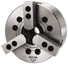 Kitagawa - 3 Jaws, 10" Chuck Diam, A2-8 Mount, 2.953" Through Hole, Drawbar, Hydraulic Power Lathe Chuck - 24,449 Lb Force per Jaw, 1.5mm x 60 Serrated Jaw Interface, 31mm to 254mm Jaw Capacity, 4,200 RPM, High Speed Steel Body - Industrial Tool & Supply