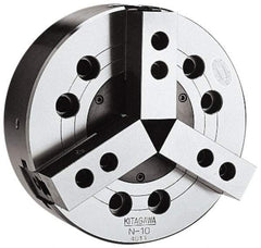 Kitagawa - 3 Jaws, 15" Chuck Diam, Plain Back Mount, Drawbar, Hydraulic Power Lathe Chuck - 55,860 Lb Force per Jaw, 1.5mm x 60 Serrated Jaw Interface, 72mm to 381mm Jaw Capacity, 3,040 RPM, Steel Body - Industrial Tool & Supply