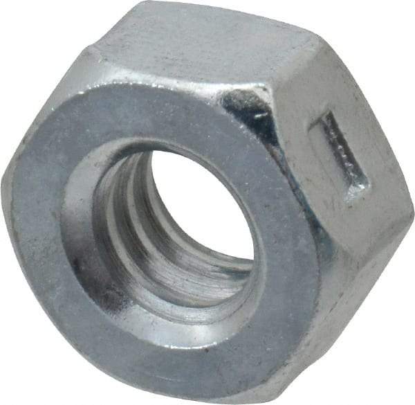 Value Collection - 1/4-20 UNC Grade 2 Two Way Lock Nut with Distorted Thread - 7/16" Width Across Flats, 7/32" High, Zinc-Plated Finish - Industrial Tool & Supply
