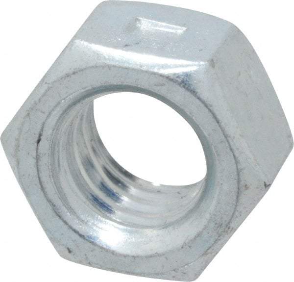 Value Collection - 3/8-16 UNC Grade 2 Two Way Lock Nut with Distorted Thread - 9/16" Width Across Flats, 21/64" High, Zinc-Plated Finish - Industrial Tool & Supply