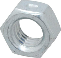 Value Collection - 3/8-16 UNC Grade 2 Two Way Lock Nut with Distorted Thread - 9/16" Width Across Flats, 21/64" High, Zinc-Plated Finish - Industrial Tool & Supply