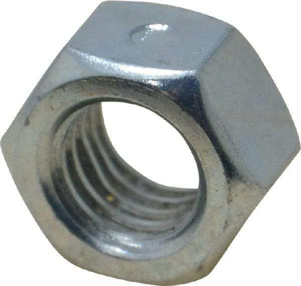 Value Collection - 1/2-13 UNC Grade 2 Two Way Lock Nut with Distorted Thread - 3/4" Width Across Flats, 7/16" High, Zinc-Plated Finish - Industrial Tool & Supply