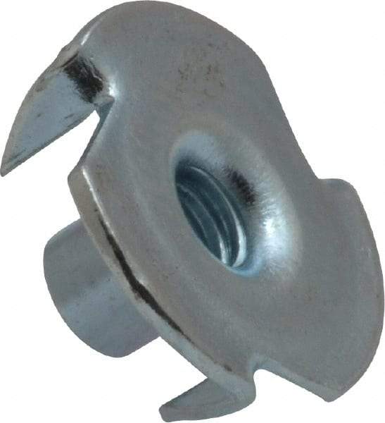 Value Collection - #10-24 Zinc-Plated Steel Standard Tee Nut - 5/16" Barrel Length, 3/4" Flange Diam, 3 Prongs - Industrial Tool & Supply
