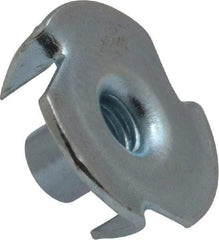 Value Collection - #10-24 Zinc-Plated Steel Standard Tee Nut - 5/16" Barrel Length, 3/4" Flange Diam, 3 Prongs - Industrial Tool & Supply