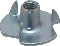 Value Collection - #10-32 Zinc-Plated Steel Standard Tee Nut - 5/16" Barrel Length, 3/4" Flange Diam, 3 Prongs - Industrial Tool & Supply