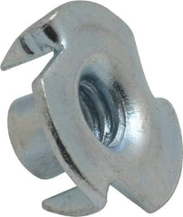 Value Collection - 1/4-20 Zinc-Plated Steel Standard Tee Nut - 5/16" Barrel Length, 3/4" Flange Diam, 3 Prongs - Industrial Tool & Supply