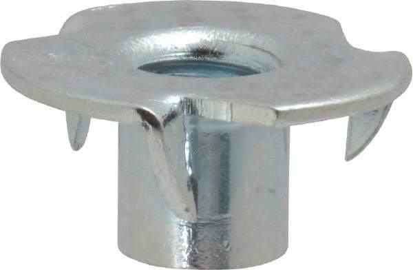 Value Collection - 5/16-18 Zinc-Plated Steel Standard Tee Nut - 3/8" Barrel Length, 7/8" Flange Diam, 3 Prongs - Industrial Tool & Supply