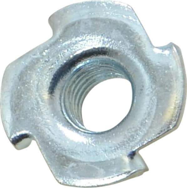Value Collection - 3/8-16 Zinc-Plated Steel Standard Tee Nut - 7/16" Barrel Length, 1" Flange Diam, 3 Prongs - Industrial Tool & Supply