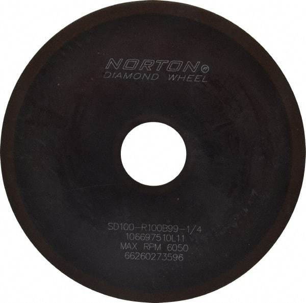 Norton - 6" Diam x 1-1/4" Hole x 1/16" Thick, 100 Grit Surface Grinding Wheel - Diamond, Type 1A1, Fine Grade, Resinoid Bond - Industrial Tool & Supply