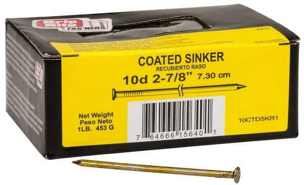 Value Collection - 10D, 11 Gauge, 3" OAL Sinker Nails - Smooth Shank, Grade 2 Steel, Cement Coated Finish - Industrial Tool & Supply