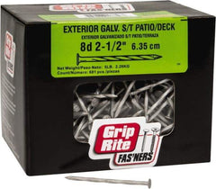 Value Collection - 8D, 11 Gauge, 2-1/2" OAL Decking Nails - Fluted Shank, Grade 2 Steel, Uncoated - Industrial Tool & Supply