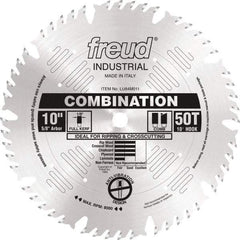 Freud - 10" Diam, 5/8" Arbor Hole Diam, 50 Tooth Wet & Dry Cut Saw Blade - Carbide-Tipped, Standard Round Arbor - Industrial Tool & Supply