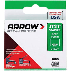 Arrow - 7/16" Wide Galvanized Steel Light-Duty Staples - 3/8" Leg Length - Industrial Tool & Supply