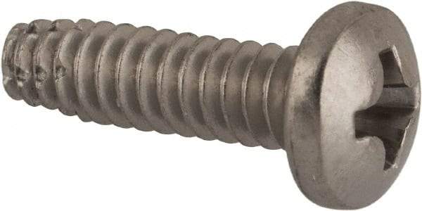 Value Collection - #6-32 UNC Thread, 1/2" Length Under Head, #2 Phillips Drive Stainless Steel Thread Cutting Screw - Pan Head, Grade 410, Point Type F - Industrial Tool & Supply