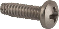 Value Collection - #6-32 UNC Thread, 1/2" Length Under Head, #2 Phillips Drive Stainless Steel Thread Cutting Screw - Pan Head, Grade 410, Point Type F - Industrial Tool & Supply