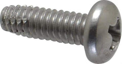 Value Collection - #8-32 UNC Thread, 1/2" Length Under Head, #2 Phillips Drive Stainless Steel Thread Cutting Screw - Pan Head, Grade 410, Point Type F - Industrial Tool & Supply
