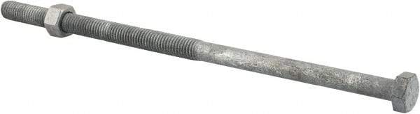 Value Collection - 1/2-13 Thread, 11" Length Under Head, Steel Hex Head Bolt - Hot Dipped Galvanized Coated, 3/4" Hex, UNC Thread, ANSI/ASME B18.2.2 & ASME B18.2.1, Grade 2 - Industrial Tool & Supply