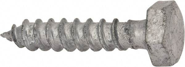 Value Collection - 1/4" Screw, 1-1/4" Length Under Head, Steel, Hex Head Lag Screw - Hot Dipped Galvanized, AISI 1006, ASME B18.2.1 Fastner, Grade 1006-1022 - Industrial Tool & Supply