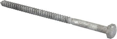 Value Collection - 1/4" Screw, 5" Length Under Head, Steel, Hex Head Lag Screw - Hot Dipped Galvanized, AISI 1006, ASME B18.2.1 Fastner, Grade 1006-1022 - Industrial Tool & Supply