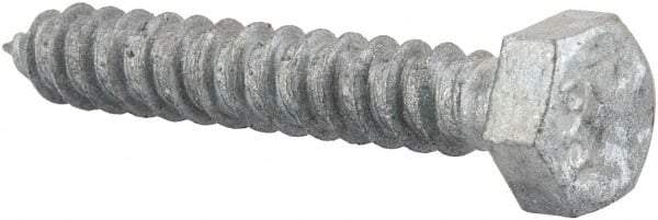 Value Collection - 5/16" Screw, 2" Length Under Head, Steel, Hex Head Lag Screw - Hot Dipped Galvanized, AISI 1006, ASME B18.2.1 Fastner, Grade 1006-1022 - Industrial Tool & Supply