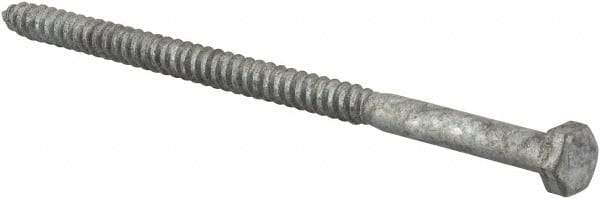 Value Collection - 5/16" Screw, 6" Length Under Head, Steel, Hex Head Lag Screw - Hot Dipped Galvanized, AISI 1006, ASME B18.2.1 Fastner, Grade 1006-1022 - Industrial Tool & Supply