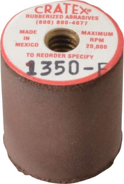 Cratex - 7/8" Max Diam x 1" Long, Cylinder, Rubberized Point - Fine Grade, Silicon Carbide, 1/4" Arbor Hole, Unmounted - Industrial Tool & Supply