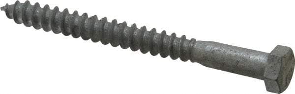 Value Collection - 3/8" Screw, 4" Length Under Head, Steel, Hex Head Lag Screw - Hot Dipped Galvanized, AISI 1006, ASME B18.2.1 Fastner, Grade 1006-1022 - Industrial Tool & Supply