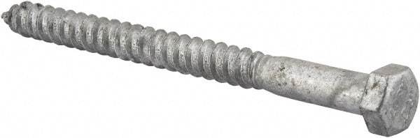Value Collection - 3/8" Screw, 4-1/2" Length Under Head, Steel, Hex Head Lag Screw - Hot Dipped Galvanized, AISI 1006, ASME B18.2.1 Fastner, Grade 1006-1022 - Industrial Tool & Supply