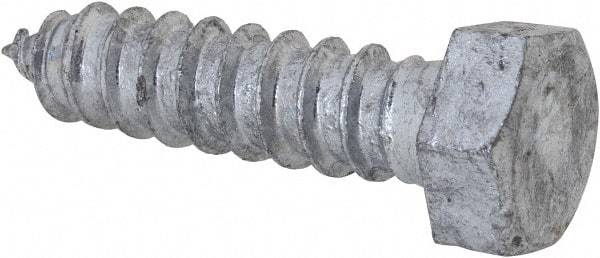 Value Collection - 1/2" Screw, 2" Length Under Head, Steel, Hex Head Lag Screw - Hot Dipped Galvanized, AISI 1006, ASME B18.2.1 Fastner, Grade 1006-1022 - Industrial Tool & Supply