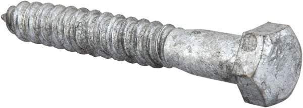Value Collection - 1/2" Screw, 3-1/2" Length Under Head, Steel, Hex Head Lag Screw - Hot Dipped Galvanized, AISI 1006, ASME B18.2.1 Fastner, Grade 1006-1022 - Industrial Tool & Supply