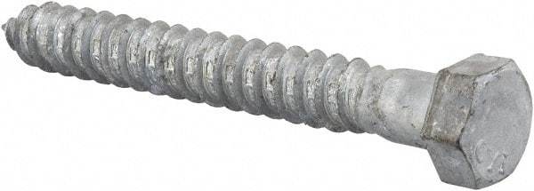 Value Collection - 1/2" Screw, 4" Length Under Head, Steel, Hex Head Lag Screw - Hot Dipped Galvanized, AISI 1006, ASME B18.2.1 Fastner, Grade 1006-1022 - Industrial Tool & Supply