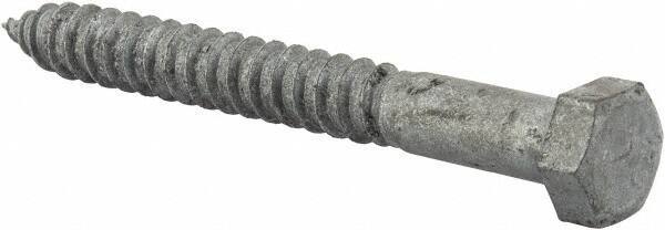 Value Collection - 1/2" Screw, 4-1/2" Length Under Head, Steel, Hex Head Lag Screw - Hot Dipped Galvanized, AISI 1006, ASME B18.2.1 Fastner, Grade 1006-1022 - Industrial Tool & Supply
