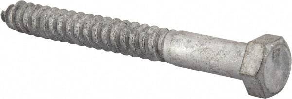 Value Collection - 1/2" Screw, 5" Length Under Head, Steel, Hex Head Lag Screw - Hot Dipped Galvanized, AISI 1006, ASME B18.2.1 Fastner, Grade 1006-1022 - Industrial Tool & Supply