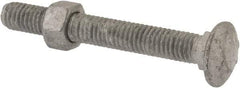 Value Collection - 3/8-16 UNC 3" Length Under Head, Standard Square Neck, Carriage Bolt - 1006-1050 Steel, Galvanized Zinc-Plated Finish - Industrial Tool & Supply