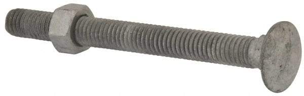 Value Collection - 3/8-16 UNC 4" Length Under Head, Standard Square Neck, Carriage Bolt - 1006-1050 Steel, Galvanized Zinc-Plated Finish - Industrial Tool & Supply