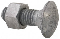 Value Collection - 1/2-13 UNC 1-1/2" Length Under Head, Standard Square Neck, Carriage Bolt - 1006-1050 Steel, Galvanized Zinc-Plated Finish - Industrial Tool & Supply