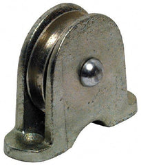 Value Collection - Single Closed Upright Mount Guidance Pulley - Sheave, 2 Inch Outside Diameter, Wire Rope, 1/4 Inch Diameter, 0.209 Inch to 0.22 Inch Mounting Hole Diameter Iron, Galvanized Finish - Industrial Tool & Supply