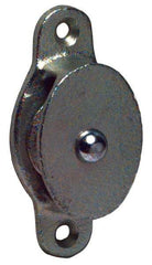 Value Collection - Single Side Side Mount Guidance Pulley - Sheave, 1-3/8 Inch Outside Diameter, Fibrous Rope, 5/16 Inch Diameter, 0.183 Inch to 0.194 Inch Mounting Hole Diameter Malleable Iron, Galvanized Finish - Industrial Tool & Supply