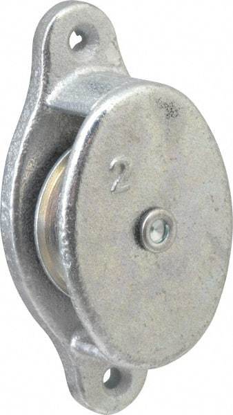 Value Collection - Single Side Side Mount Guidance Pulley - Sheave, 1-1/2 Inch Outside Diameter, Fibrous Rope, 3/8 Inch Diameter, 0.183 Inch to 0.194 Inch Mounting Hole Diameter Malleable Iron, Galvanized Finish - Industrial Tool & Supply