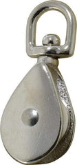 Value Collection - Swivel Eye Single Sheave Pulley - Sheave, 1-1/2 Inch Outside Diameter, Fibrous Rope, 5/16 Inch Diameter, Gray Iron, Zinc Plated Finish - Industrial Tool & Supply