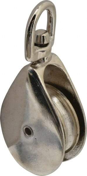 Value Collection - Swivel Eye Single Sheave Pulley - Sheave, 2 Inch Outside Diameter, Fibrous Rope, 7/16 Inch Diameter, Gray Iron, Zinc Plated Finish - Industrial Tool & Supply