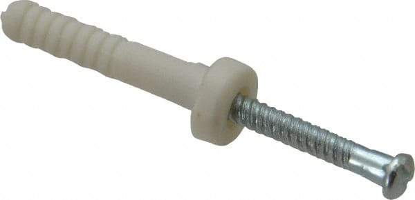 Value Collection - 3/16" Diam, 3/16" Drill, 1" OAL, 2" Min Embedment Hammer Drive Concrete Anchor - Nylon, Zinc-Plated Finish, Round Head - Industrial Tool & Supply