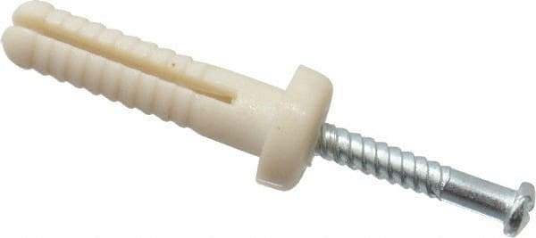 Value Collection - 1/4" Diam, 1/4" Drill, 1" OAL, 2-1/2" Min Embedment Hammer Drive Concrete Anchor - Nylon, Zinc-Plated Finish, Round Head - Industrial Tool & Supply