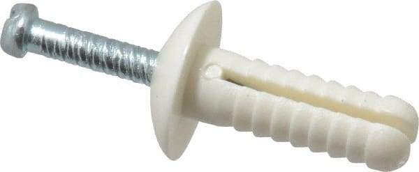 Value Collection - 1/4" Diam, 1/4" Drill, 3/4" OAL, 1-3/4" Min Embedment Hammer Drive Concrete Anchor - Nylon, Zinc-Plated Finish, Mushroom Head - Industrial Tool & Supply