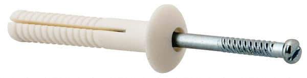 Value Collection - 1/4" Diam, 1/4" Drill, 1-1/2" OAL, 2-1/2" Min Embedment Hammer Drive Concrete Anchor - Nylon, Zinc-Plated Finish, Mushroom Head - Industrial Tool & Supply